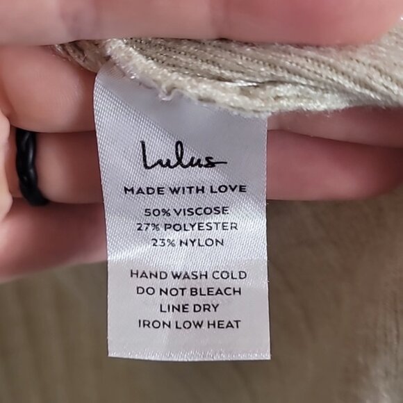 Lulus Ribbed Knit Cardigan Size L Cream Ivory Pockets Chunky Knit Coastal Lagen - Picture 8 of 13